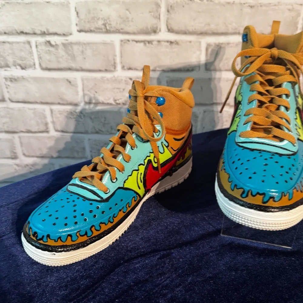 Nike Court Vision Sneakers with Graffiti Design Size 8 Mens New custom comic - Picture 9 of 11